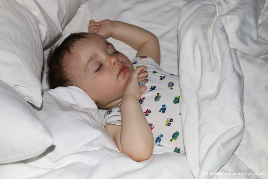 Sleeping baby at hotel
