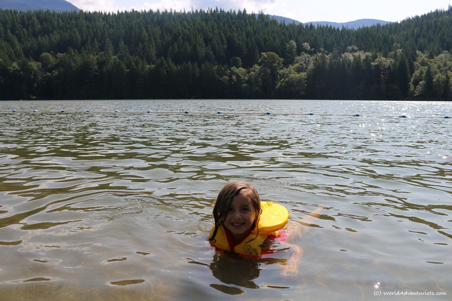 Fun swimming at Alice Lake in Squamish