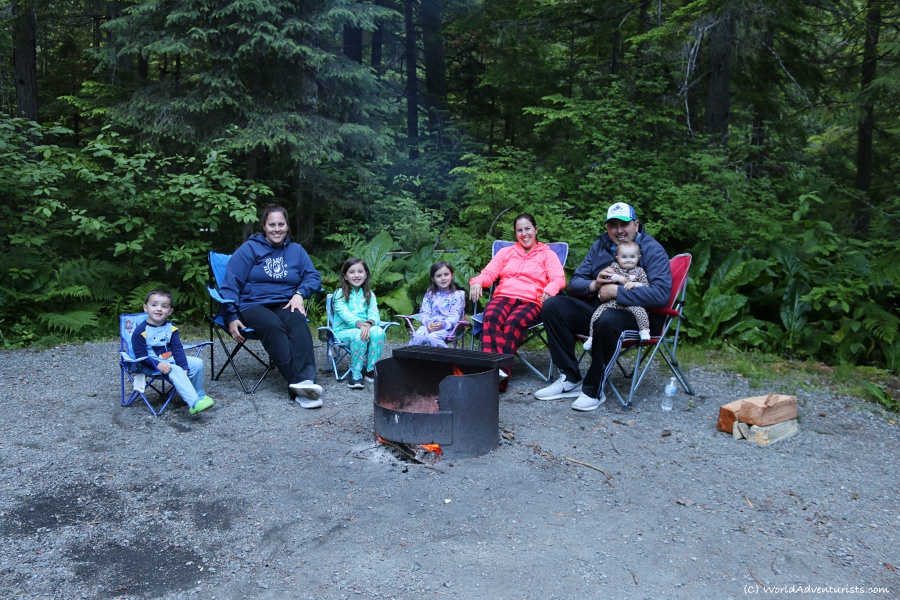 Family camping at Birkenhead Lake in Pemberton, BC