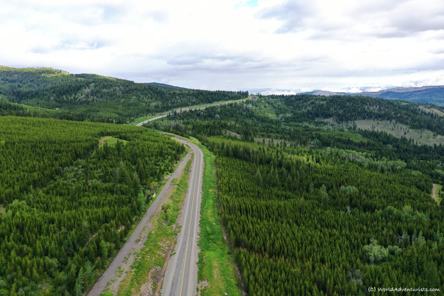 Aerial views along Crowsnest Highway