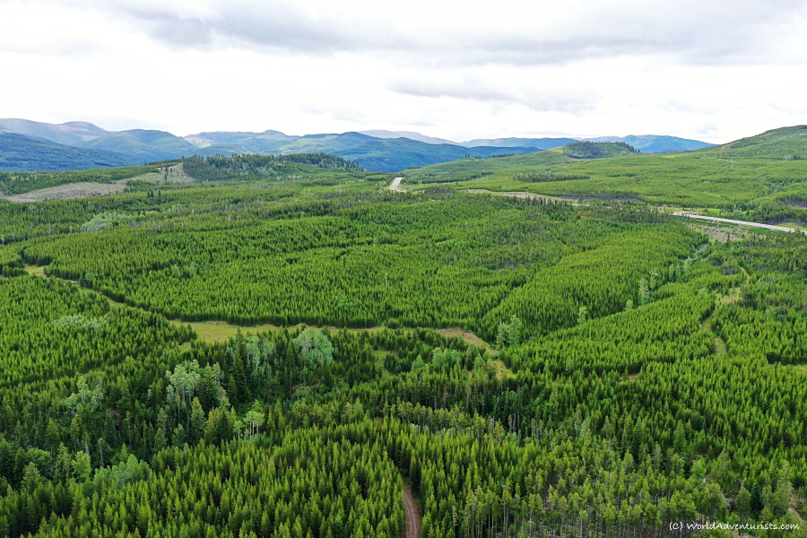 Aerial views along Crowsnest Highway