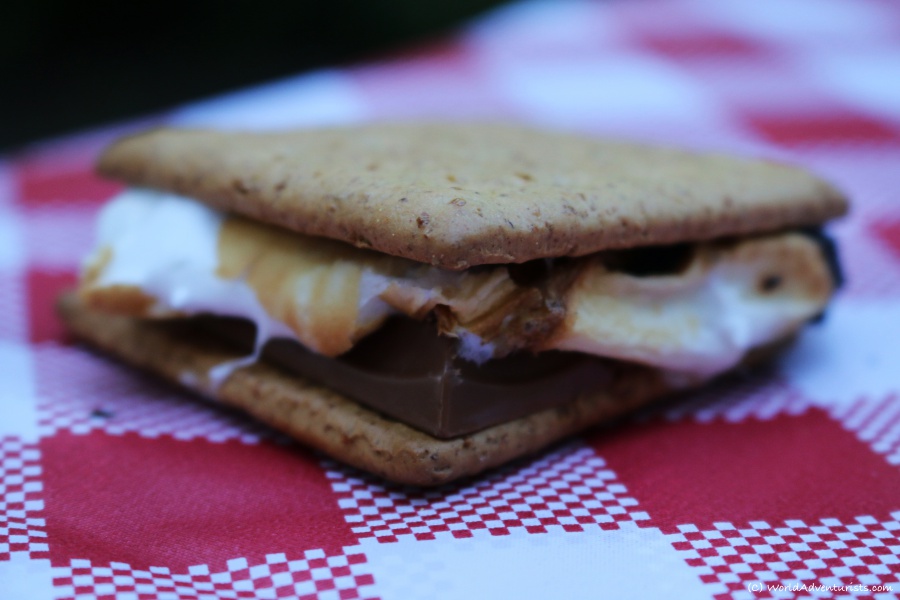 A yummy s'more made with a Caramilk bar