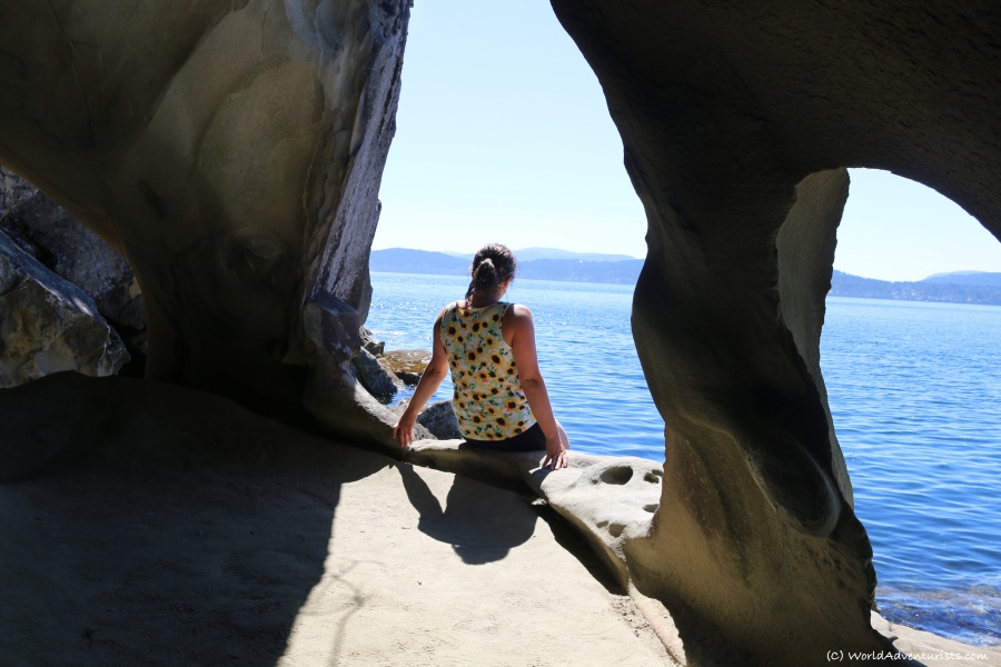 Views from the sandstone cave on Galiano Island 