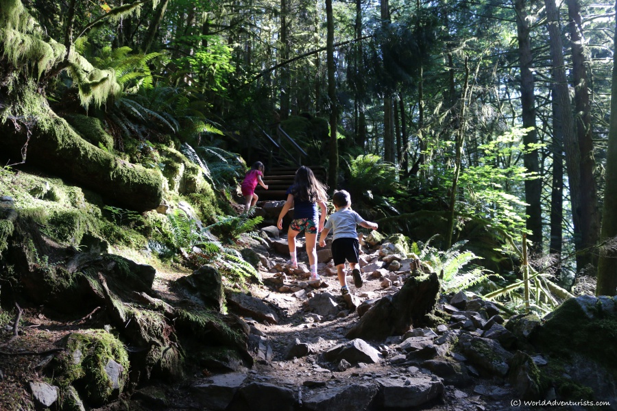 Kids Hiking trail to Jug Island In Belcarra Regional Park