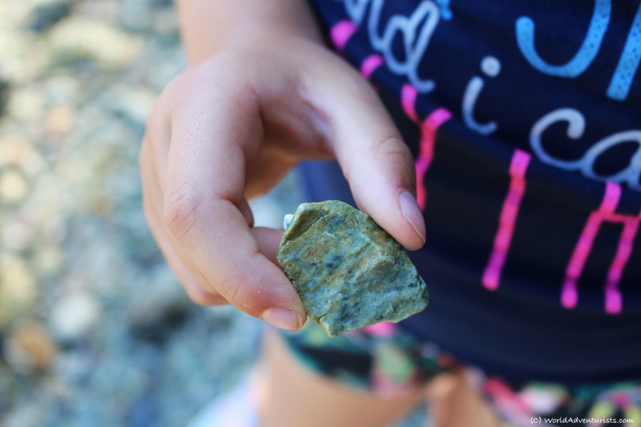 Admiring rocks at Jug Island In Belcarra Regional Park